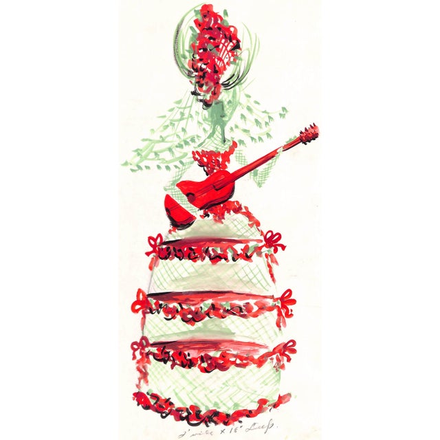 Sz: 23"H x 14 1/2"W Alexander Warren Montel (1921-2002) Fashion illustrator for House of Lanvin Paris in the 1950s...