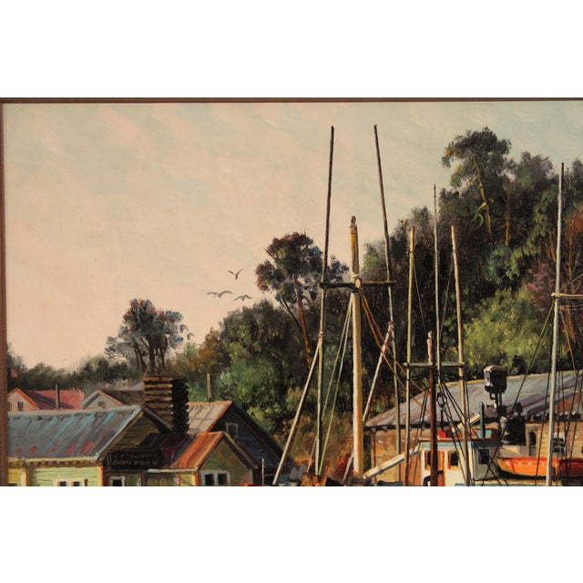 1980s Painting by Filastro Mottola (1915-2008) of Boats in Noyo Bay For Sale - Image 5 of 12