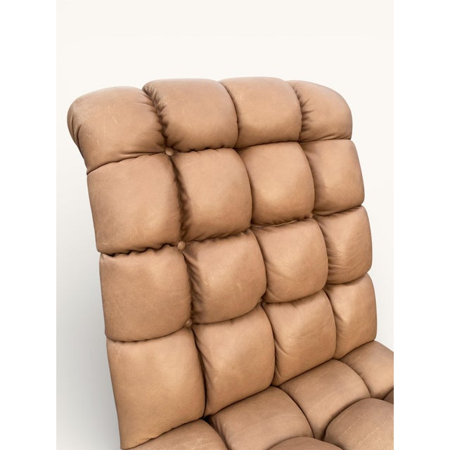 Wood Late 20th Century Tufted Cognac Leather Lounge Chair and Ottoman by Century - Hickory, North Carolina For Sale - Image 7 of 14