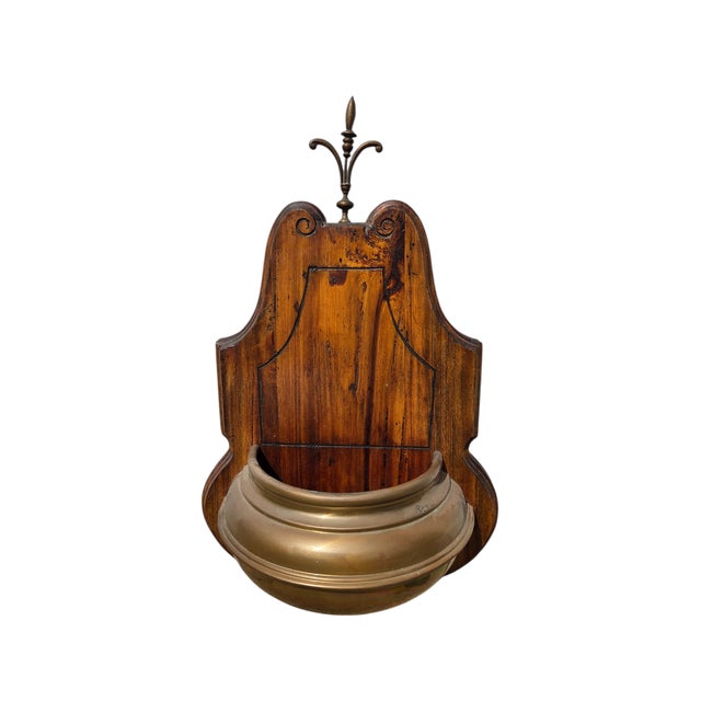 1970s 1970s Ethan Allan Rare Rustic Italian Regency Wall Sconce Planter Shelf Pine Brass For Sale - Image 5 of 15