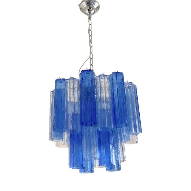 Sky-Blue and Blue Tronchi Murano Glass Chandelier by Simoeng for Simoeng For Sale