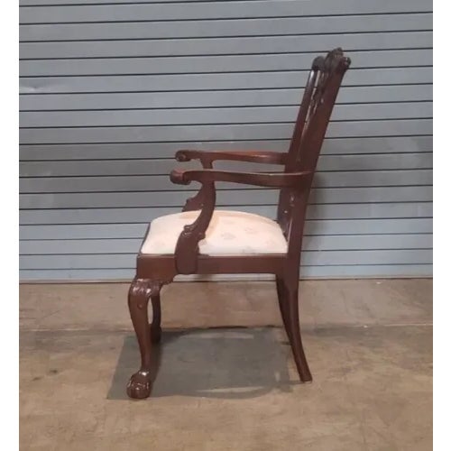 1990s Set of 6 American Drew Mahogany Carved Chippendale Style Dining Chairs Claw & Ball Feet For Sale - Image 10 of 11