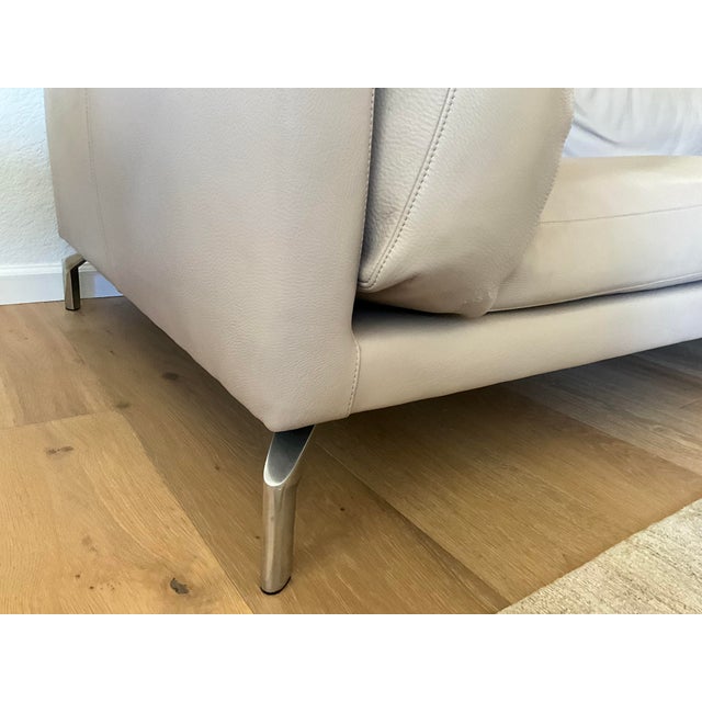 Design Within Reach Como 128.5” Sectional Sofa in Kalahari Grey Leather For Sale In San Francisco - Image 6 of 15