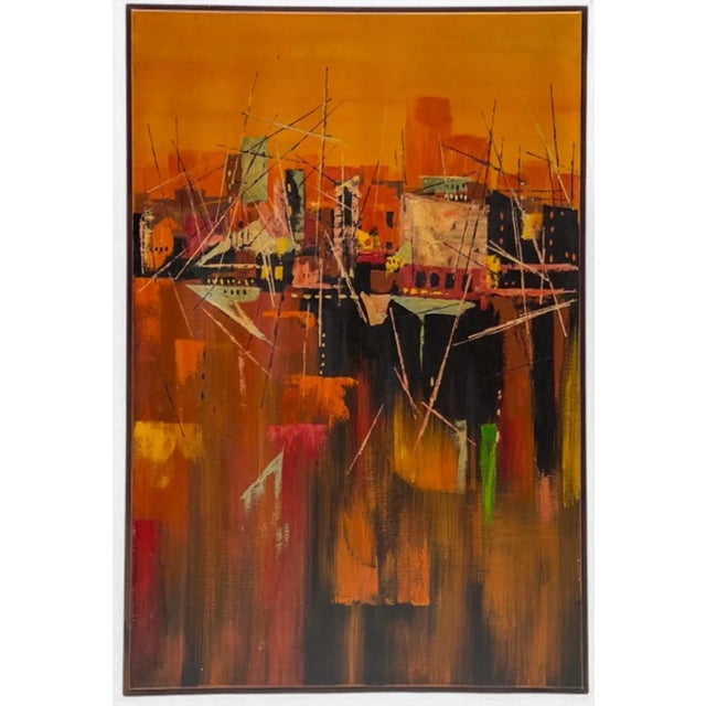 Large Scale Mid-Century Modern Framed & Signed Abstract Seascape Oil on Canvas Painting For Sale In Atlanta - Image 6 of 12
