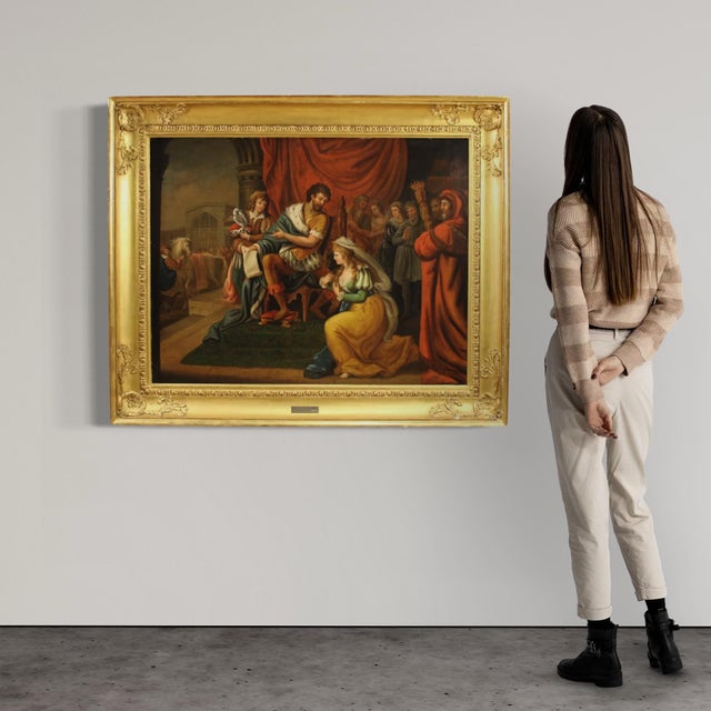 French Artist, Solomon and the Queen of Sheba, 1830, Oil on Canvas, Framed For Sale - Image 3 of 15