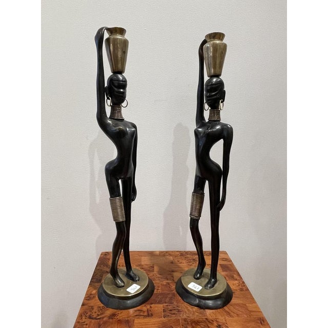 Water Carriers Statuettes attributed to Karl Hagenauer, 1970s, Set of 2 For Sale - Image 4 of 12