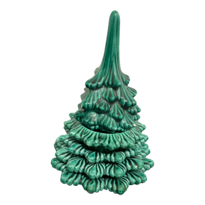 Vintage Ceramic Christmas Tree Stacking Ashtrays With Lighter 7”