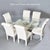 Wood 6 White Upholstered High Back Parsons Dining Chairs For Sale - Image 7 of 17