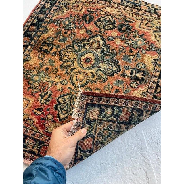 Persian Antique Muted Sarouk with Shifts of Hues Rug 2.2 x 2.4 For Sale - Image 3 of 9