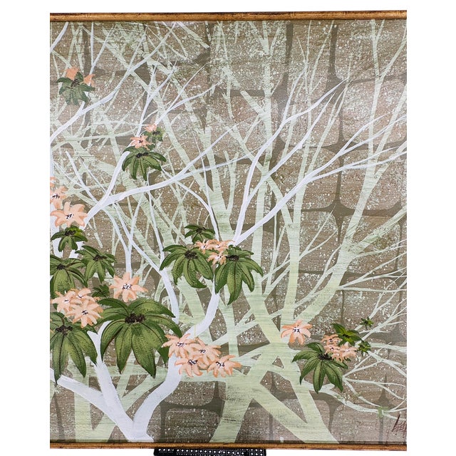 Mid-Century Modern Massive Mid-Century Modern Lee Reynolds Botanical Oil Painting in Gold Gilt Faux Bamboo Wood Frame For Sale - Image 3 of 15