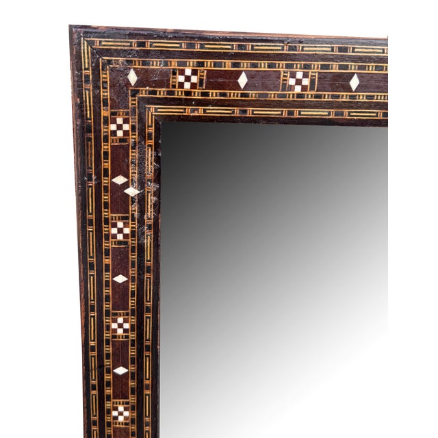 Vintage Marquetry Inlaid Middle Eastern Mirror Frame For Sale - Image 4 of 4