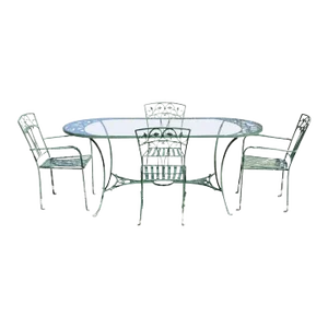 Vintage Salterini Style Leaf Vine Patio Garden Dining Table & 4 Chairs