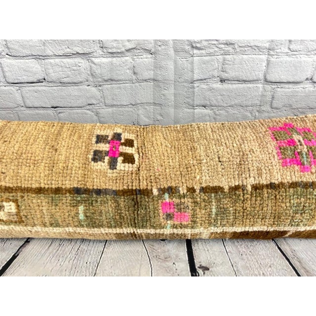 1960s 12 x 46 Lumbar Rug Pillow Comfort Nook Turkish Pillow Cushion Cover For Sale - Image 5 of 7