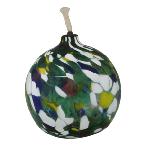 Unused Vintage Jozefina Krosno Confetti Swirl Hand Blown Glass Oil Lamp