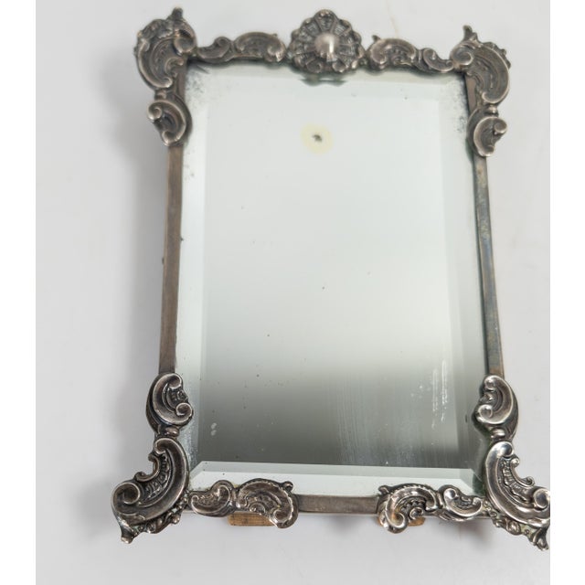 19th Century Portuguese .833 Silver Picture Frame With Beveled Mirror For Sale - Image 4 of 13