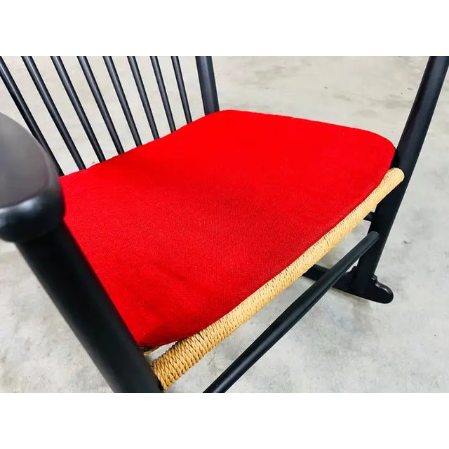 1960s Black Lacquered Hans J. Wegner J16 Rocking Chair or Rocker for FDB Mobler 1963 For Sale - Image 5 of 10