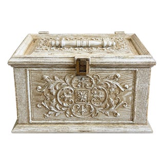 Max Klein Vintage Sewing Box Ornate Plastic Faux Wood Design 1970s For Sale