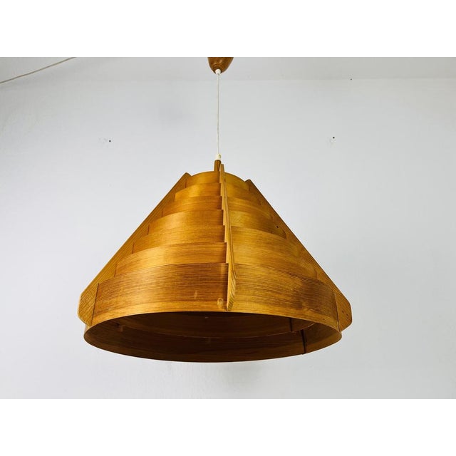 Mid-Century Modern Wooden Pendant Lamp by Hans-Agne Jakobsson, Sweden, 1960s For Sale - Image 3 of 16