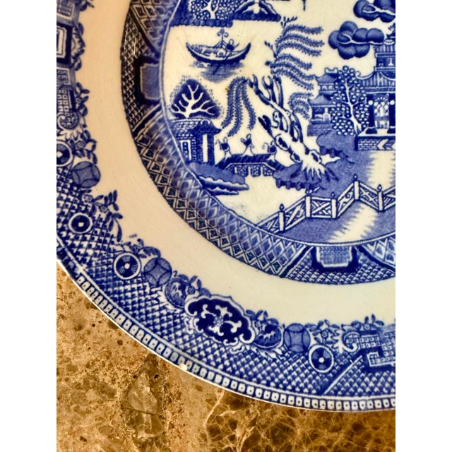 William Adams and Company A Pair of Antique Ironstone Warranted Staffordshire Adams & Co. Blue Willow Pattern Plates. For Sale - Image 4 of 9