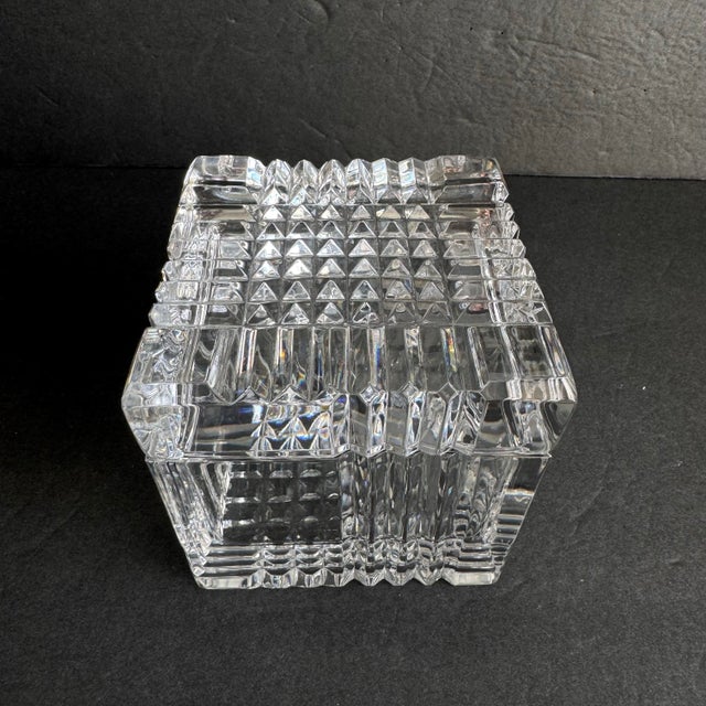 Late 20th Century Vintage Crystal Trinket Box Faceted Cube Decorative Vanity Box For Sale - Image 5 of 11