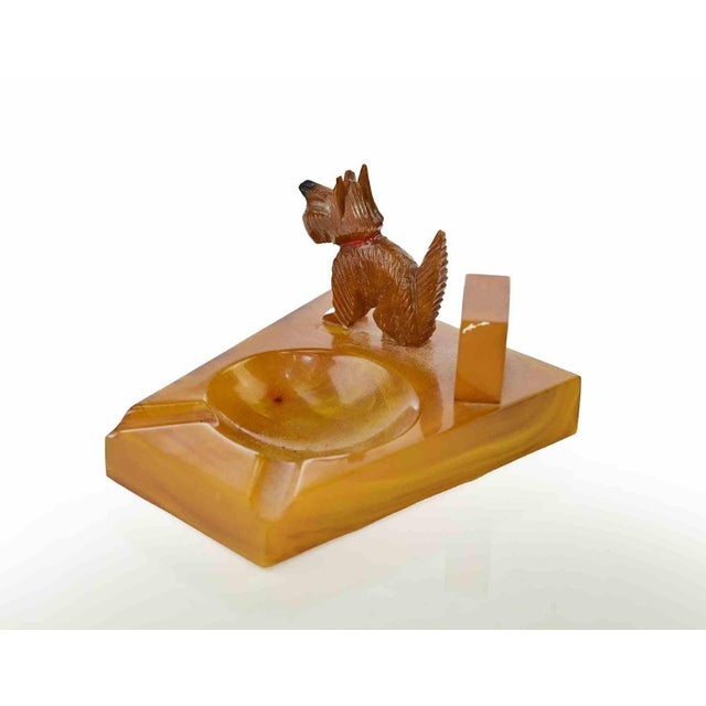 Vintage Amber Bakelite Art Deco Ashtray, Europe, 1930s For Sale - Image 4 of 5