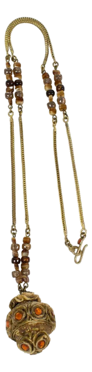 Henry Perichon Gilded Bronze Chain Necklace with Talosel Medallion