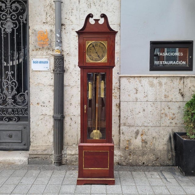 George III Grandfather Clock in Wood and Gilt Brass, England, 1940s For Sale - Image 3 of 18