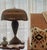 Wood Early 20th Century Arts & Crafts Heywood-Wakefield Antique Wicker Table Lamp W/ Silk Underlay on Mushroom Shaped Shade For Sale - Image 7 of 12