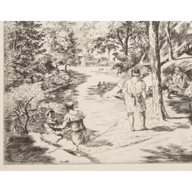 1939 After Harry Wickey "Central Park", First Edition Period Offset Lithograph For Sale - Image 4 of 9