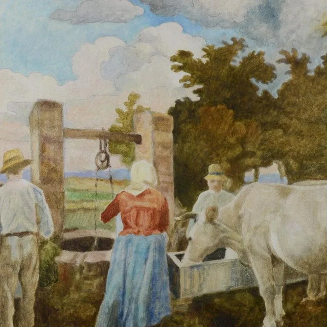 Cesare Peruzzi, Next to the Well, Oil on Canvas, Framed For Sale - Image 9 of 10
