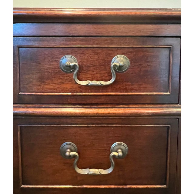 Wood Colonial Manufacturing Leather Top Mahogany Regency Desk For Sale - Image 7 of 10