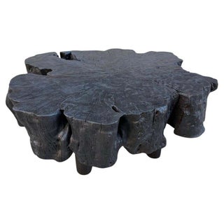 Andrianna Shamaris Charred Mango Wood Coffee Table, Organic Modern Design For Sale