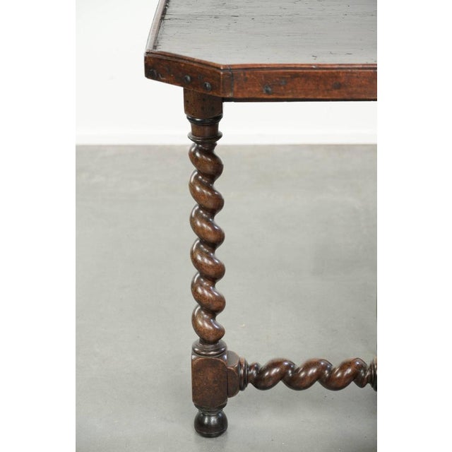 Wood Antique English Walnut Side Table with Turned Legs and Octagonal Top, 1680 For Sale - Image 7 of 14