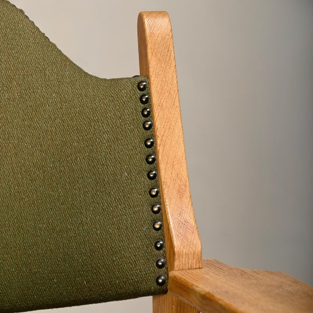 Vintage Danish Razorblade Armchairs in Oak and Fabric by Henning Kjærnulf for Farsø Møbelfabrik, 1960s, Set of 2 For Sale - Image 9 of 18