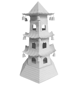 1970s Chinese Brighton 3 Level Tole Pagoda With Bells
