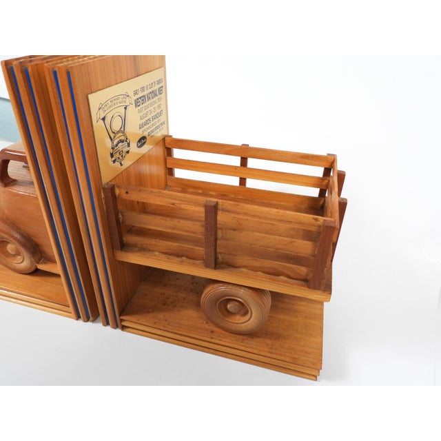 Wood 1992 Handmade Wood Truck Bookends For Sale - Image 7 of 9
