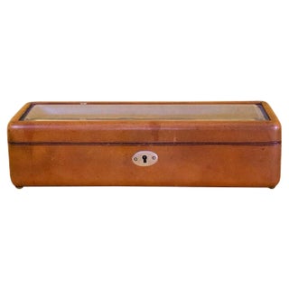 19th Century Box in Lather and Silk, 1880s For Sale