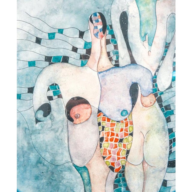 Ermanno Metelerkamp, Nude, Figures of the Forest, 1974, Watercolor and Ink on Paper, Framed For Sale - Image 6 of 14