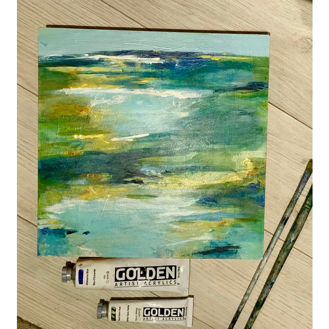 Abstract "Original Modern Seascape Titled "Beyond the Sea" Blue Green Abstract For Sale - Image 3 of 3