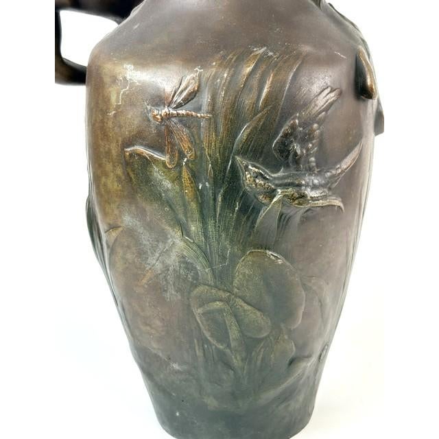 Vintage French Art Nouveau Bronze Figural Vase After Auguste Moreau For Sale - Image 11 of 11