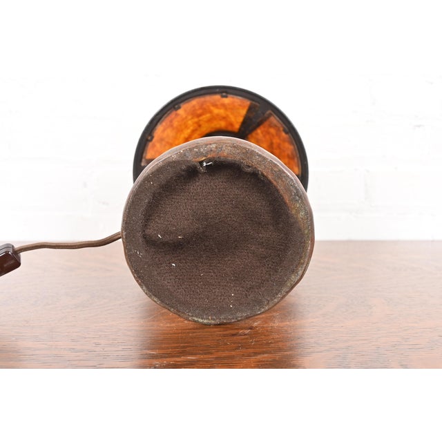 Metal Handel Antique Arts & Crafts Bronze Table Lamp With Mica Shade For Sale - Image 7 of 10