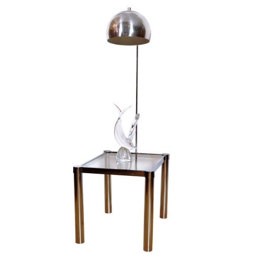 Laurel Lamp Company Rare Laurel Mid Century Chrome Arc Lamp-Table W/ Glass Top For Sale - Image 4 of 6