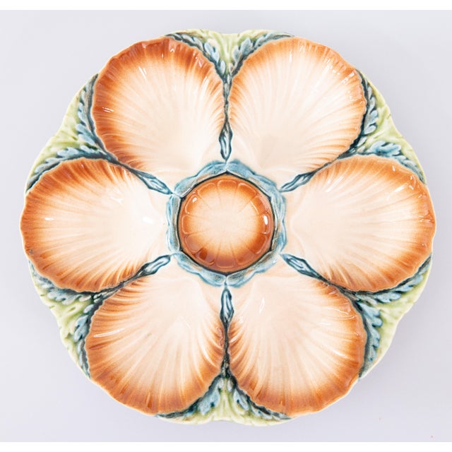 Ceramic Antique French Sarreguemines Majolica Oyster Plate, Circa 1870 For Sale - Image 7 of 7