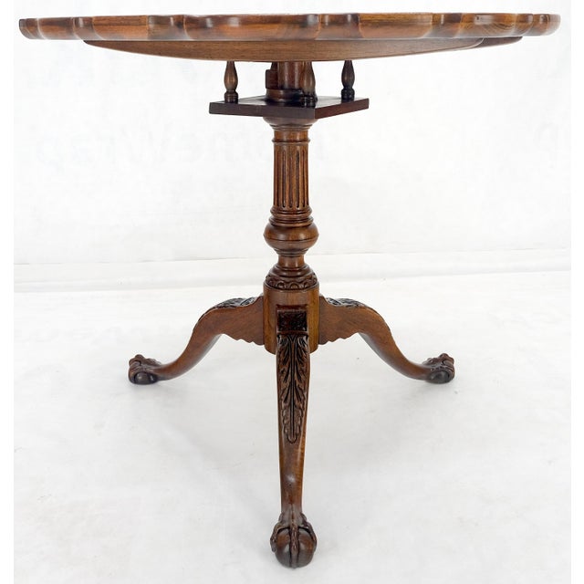 Wood Baker Pie Crust Tilt Top Carved Mahogany Ball & Claw Breakfast Table MINT For Sale - Image 7 of 11