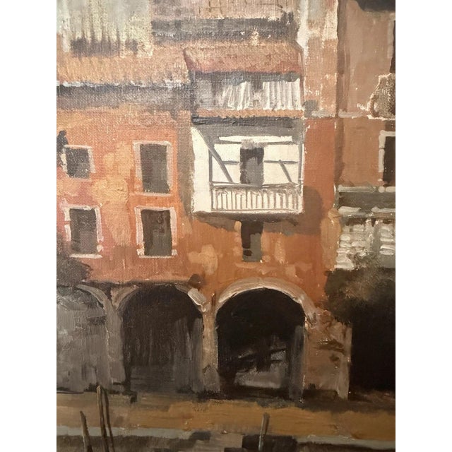Torri del Benaco Borelli Guido, Hotel Albergo Gardesana Harbor, 1970s, Oil Painting on Canvas For Sale - Image 11 of 13