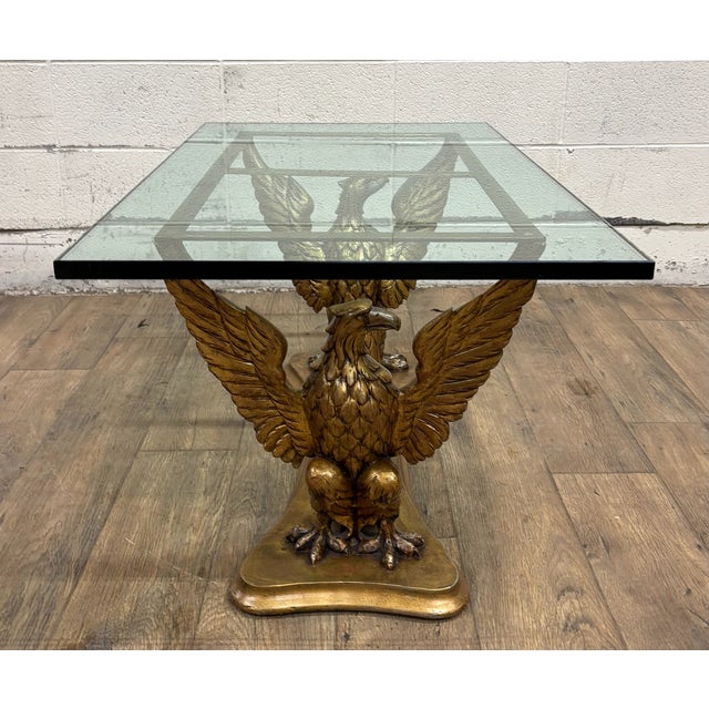 Vintage Italian Made Regency Neoclassical Style Glass Top Coffee Cocktail Table For Sale - Image 13 of 15