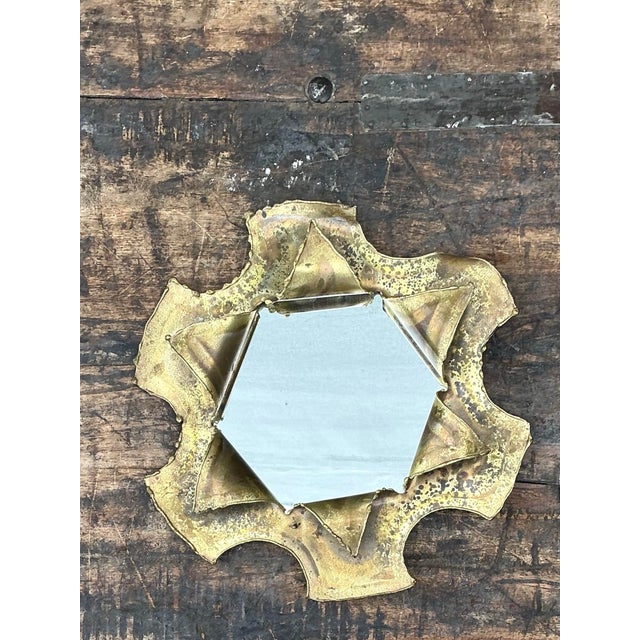 Vintage Punch Cut Brass Mirror For Sale - Image 11 of 12