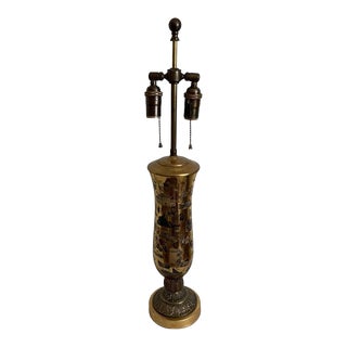 1930s Gold Chinoiserie Decalcomania Table Lamp Moving Sale For Sale
