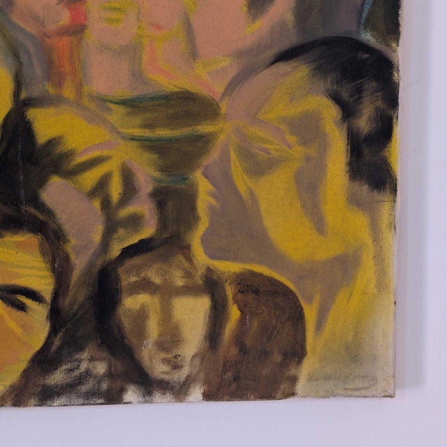 Black Luciano De Vita, Expressionist Portrait, 1970s, Oil on Canvas For Sale - Image 8 of 9