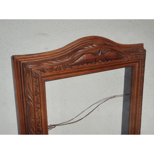 Wood Vintage Solid Wood Brown Federal Style Picture Frame W an Eagle Motif For Sale - Image 7 of 14